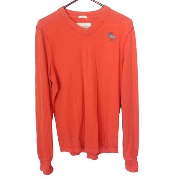 Abercrombie & Fitch Mens XL Orange Long Sleeves V- - Picture 1 of 6
